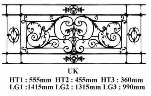 Erkélyrács, öntöttvas korlát — hivatkozás UK