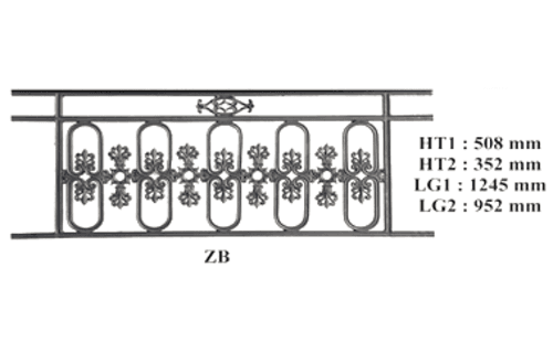 Erkélyrács, öntöttvas korlát — ref ZB